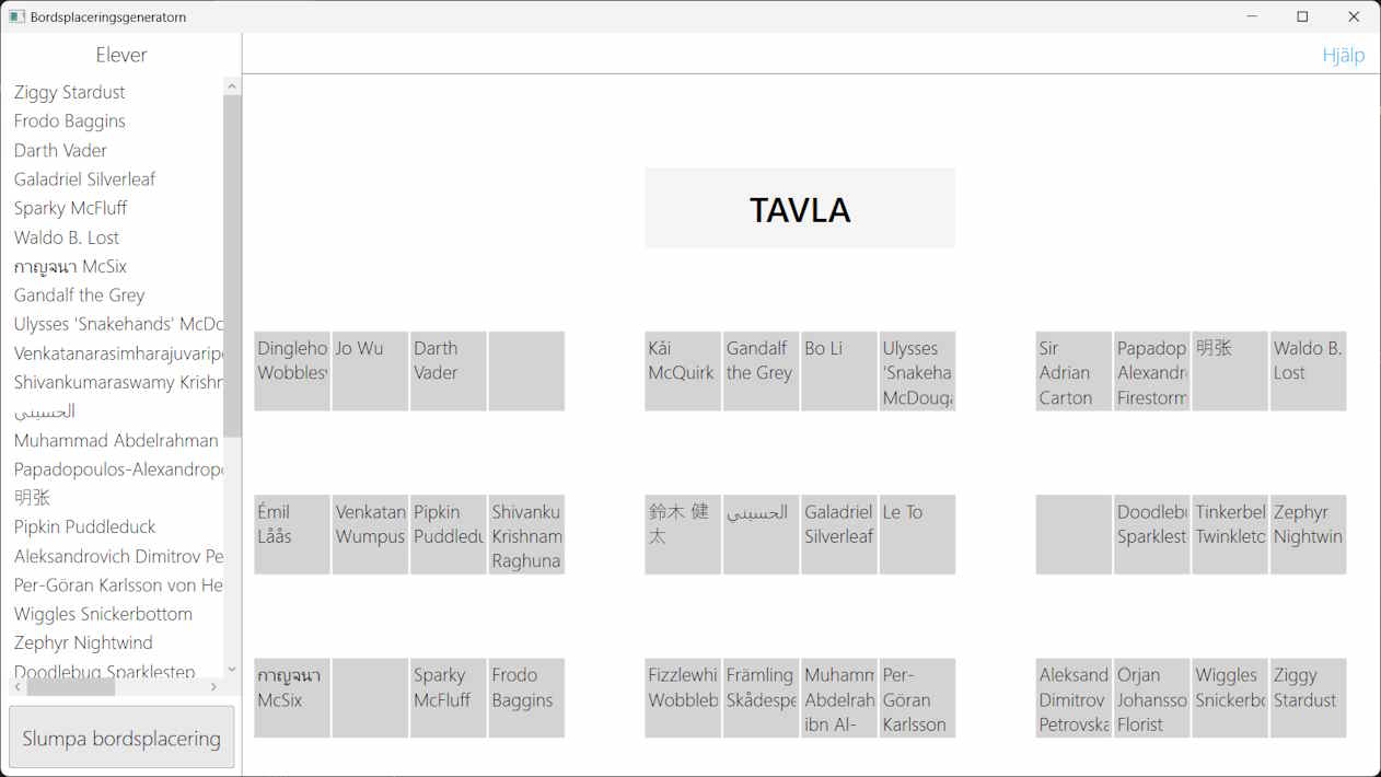 Bordsplaceringsgeneratorn