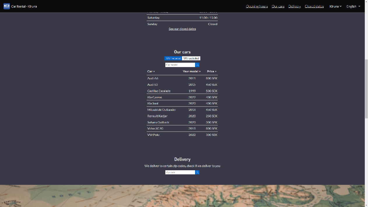 NTB Biluthyrning English Car Selection